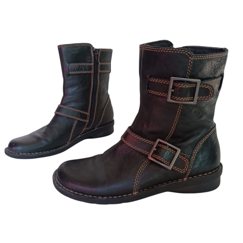 Clarks Boots Women's Size 6.5 M Brown‎ Leather Nikki Metro Zip Closure